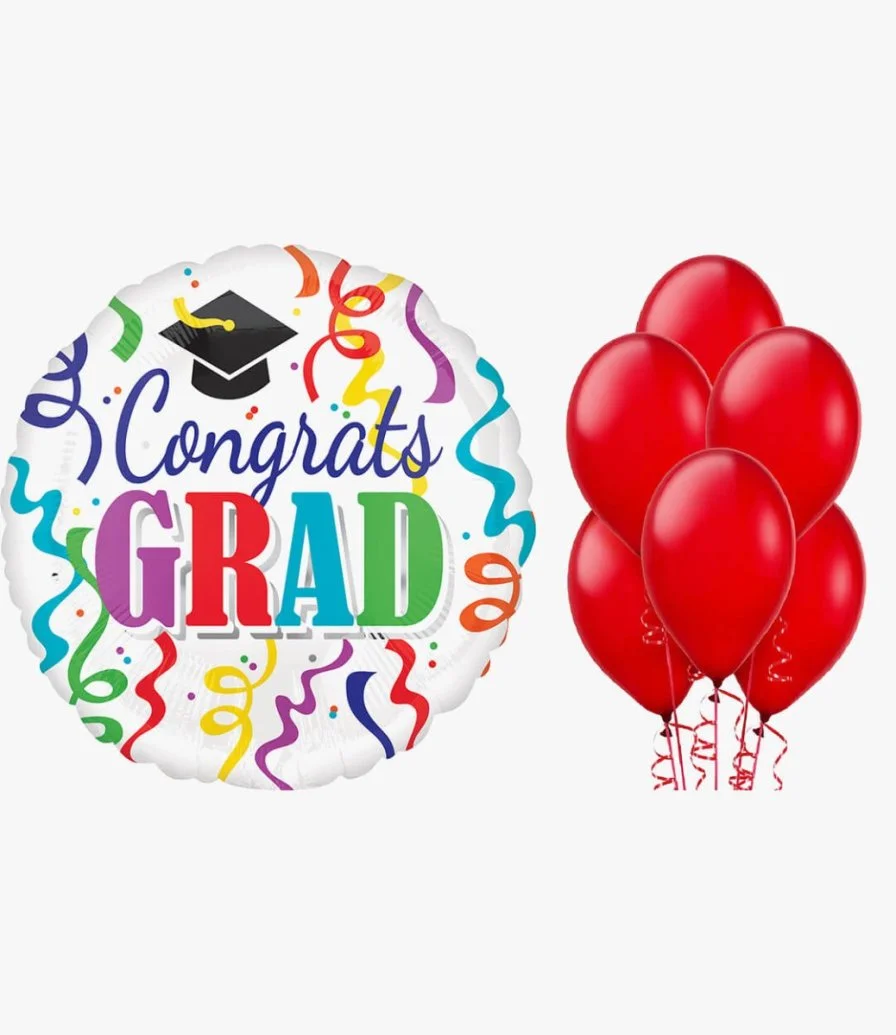 Congrats Grad Colored Balloon Bundle