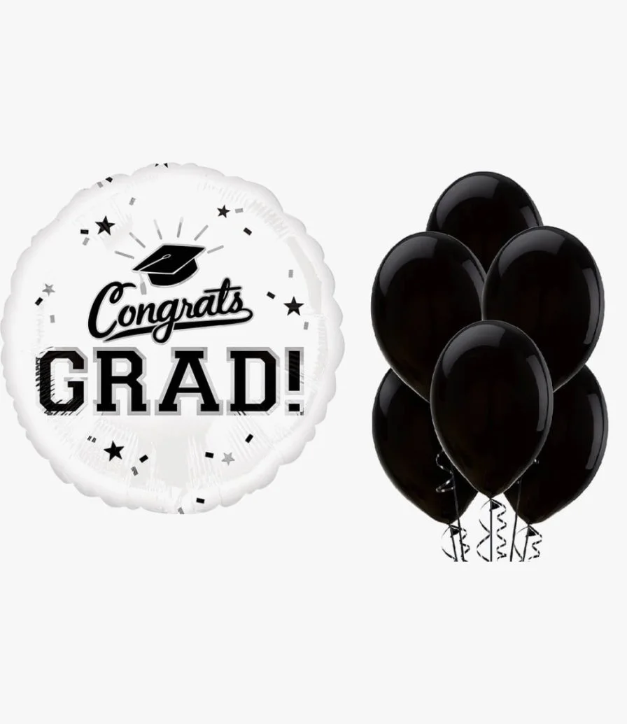 Congrats Grad White Balloon Bundle