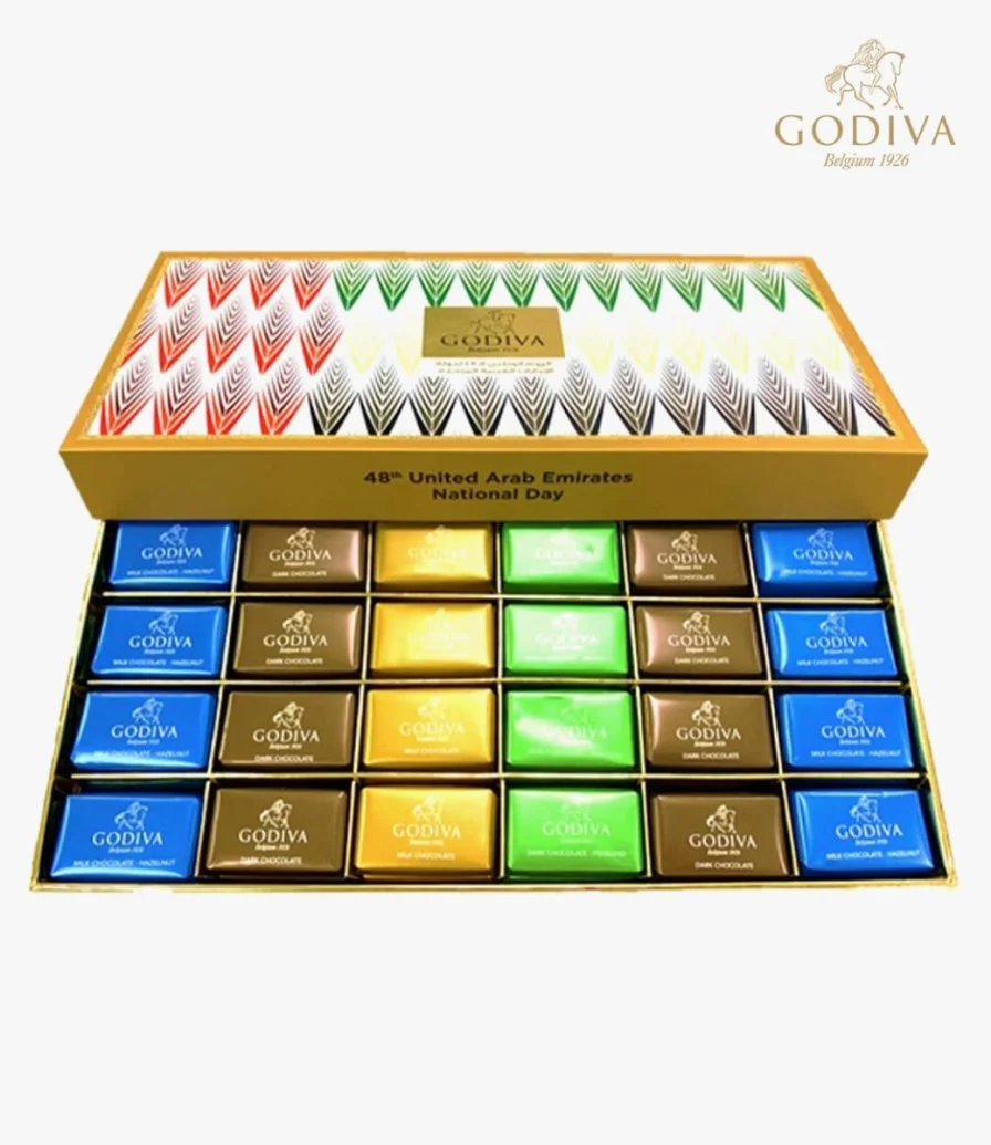صندوق شوكولاتة نابس لليوم الوطني الإماراتي من جوديفا - 48 قطعة