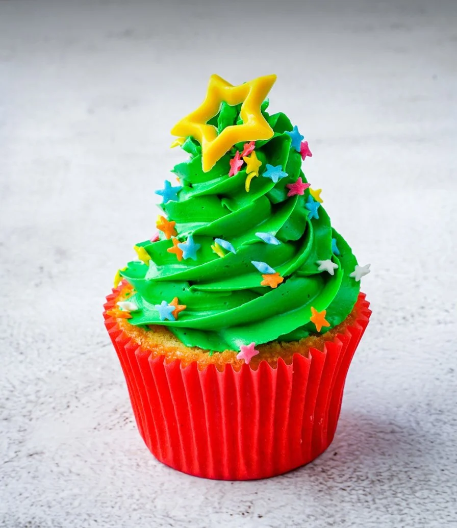 6 Christmas Tree Cupcakes by Bloomsbury's