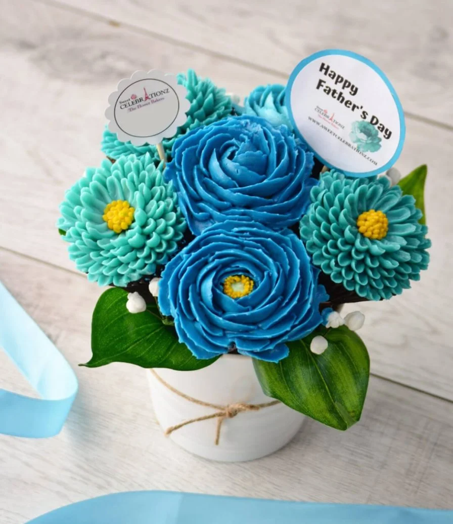6 Happy Father'S Day Floral Cupcakes By Sweet Celebrationz