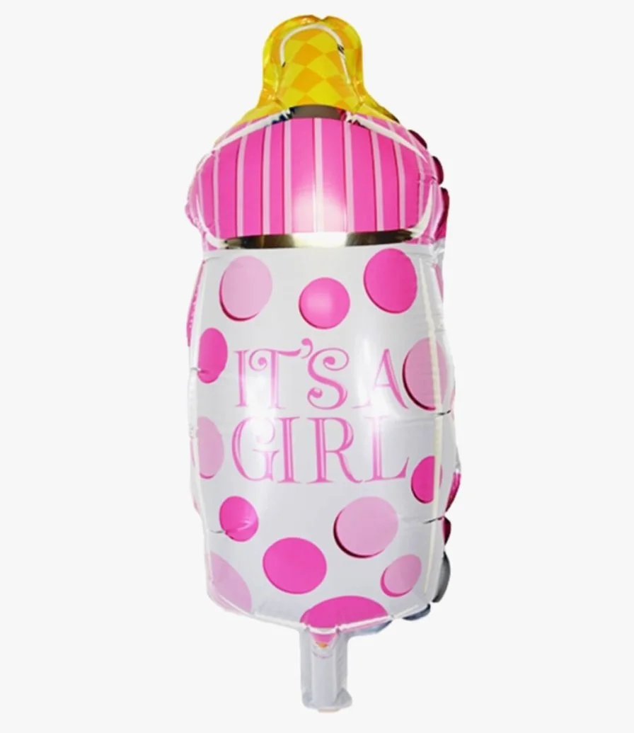 It?s a Girl White & Pink Baby Bottle Helium Balloon