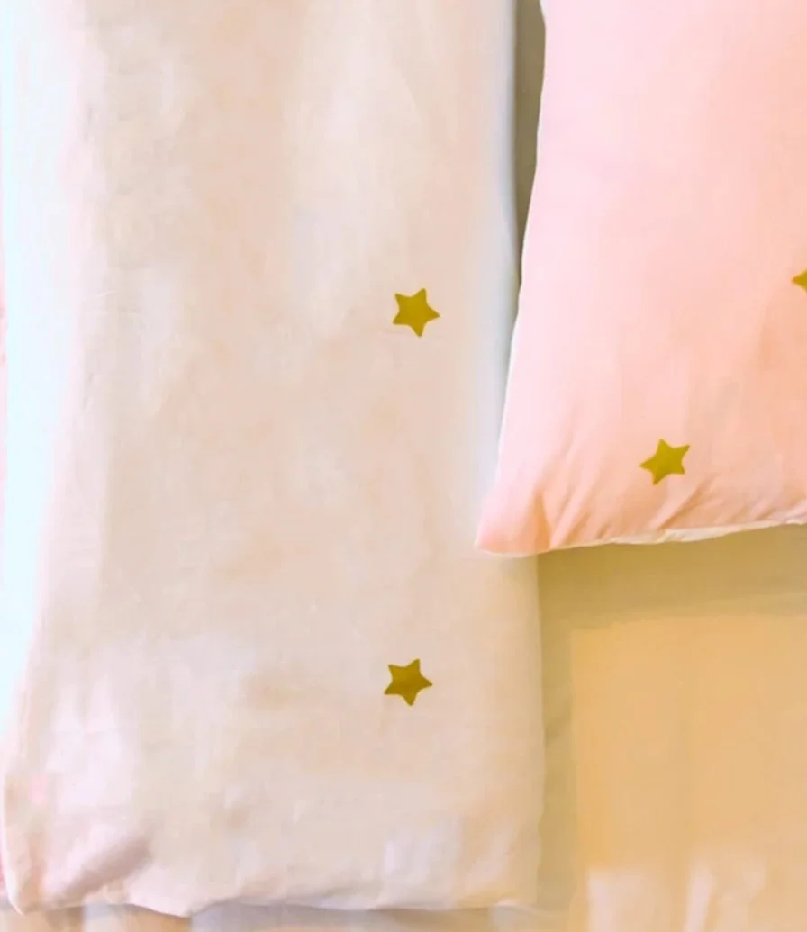 طقم غطاء لحاف مزدوج الوجهين عضوي 100٪ هيا ننام / النجوم (سرير بالحجم الكامل)