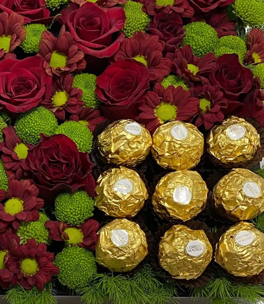 صندوق الزهور والشوكولاتة