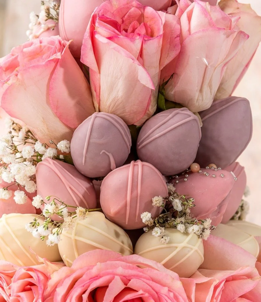 Chocolate Strawberries & Roses Tower by NJD