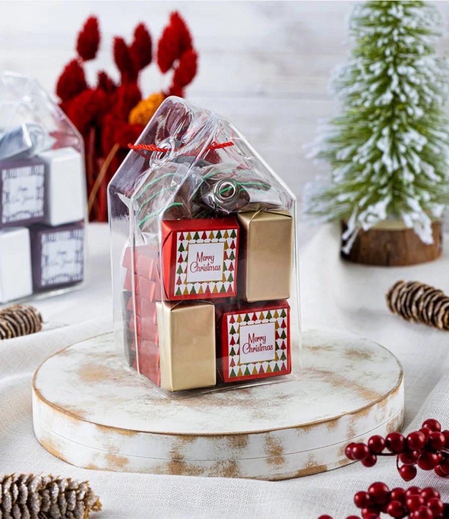 تشكيلة الكريسماس شوكولاتة ملفوفة - علبة على شكل بيت