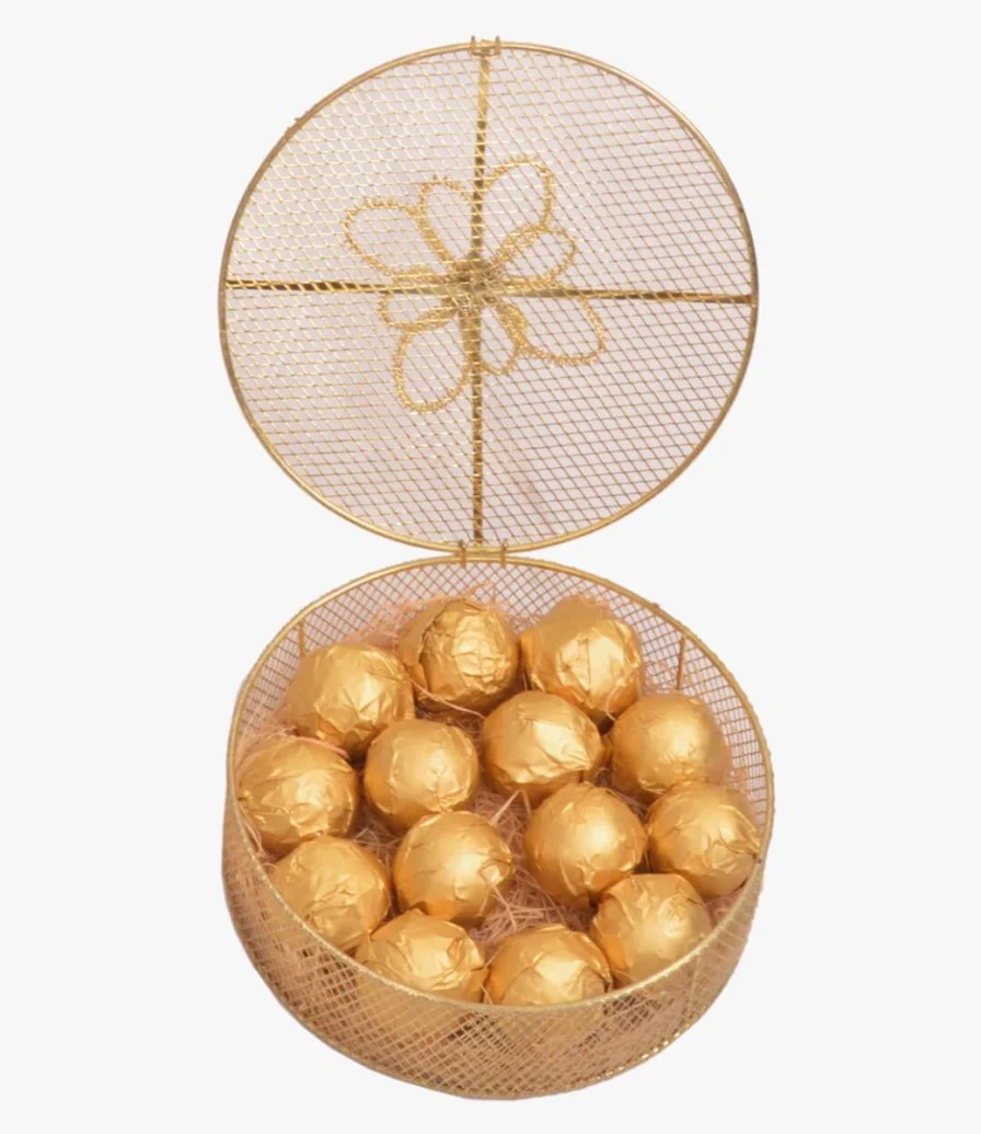  Golden Metal Box Chocolates by NJD 14 pcs
