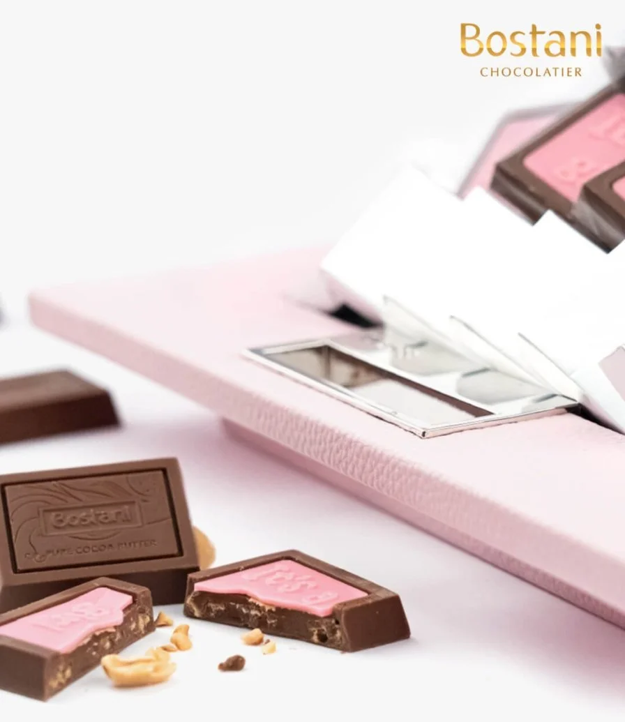 طبق شوكولاتة جلد مستطيل للمواليد البنات بمقبض من الكروم - حجم متوسط
