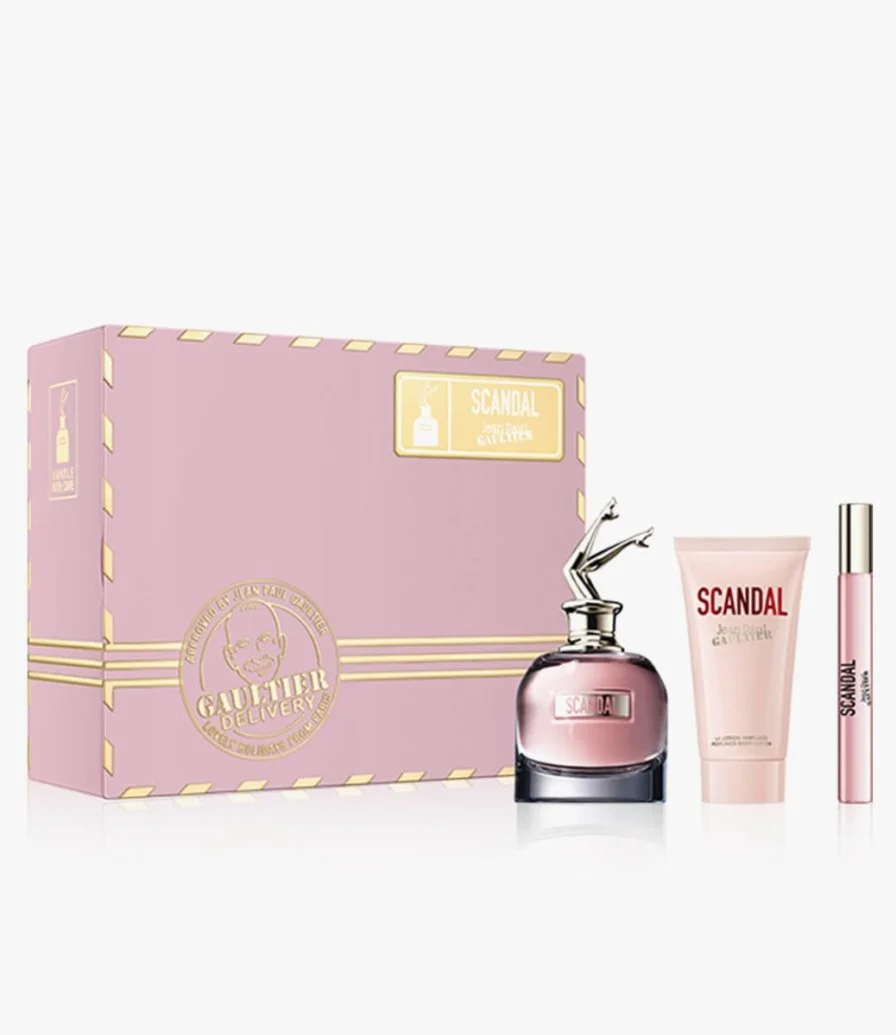 Jean Paul Gaultier Scandal Perfume Set - ( EDP 80 ml + Body Lotion 75 ml + Travel Spray 10 ml ) 