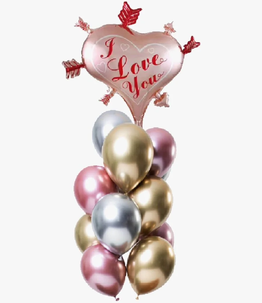Love You Chrome Balloon Bouquet