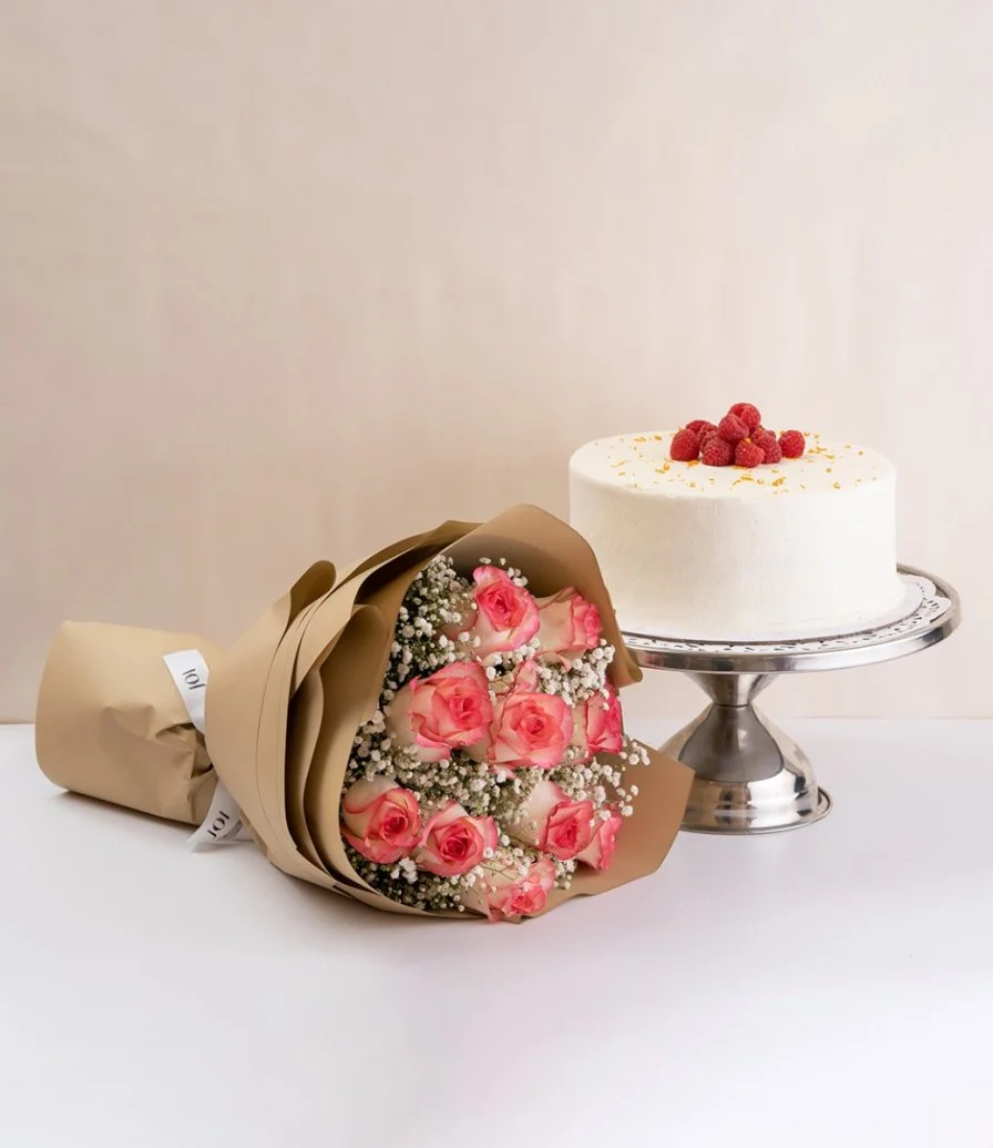  Raspberry Orange Cake & Pink Roses Budle by Sugar Daddy's Bakery