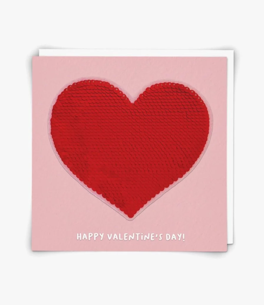 Red Heart Sequins Valentine's Day Card 