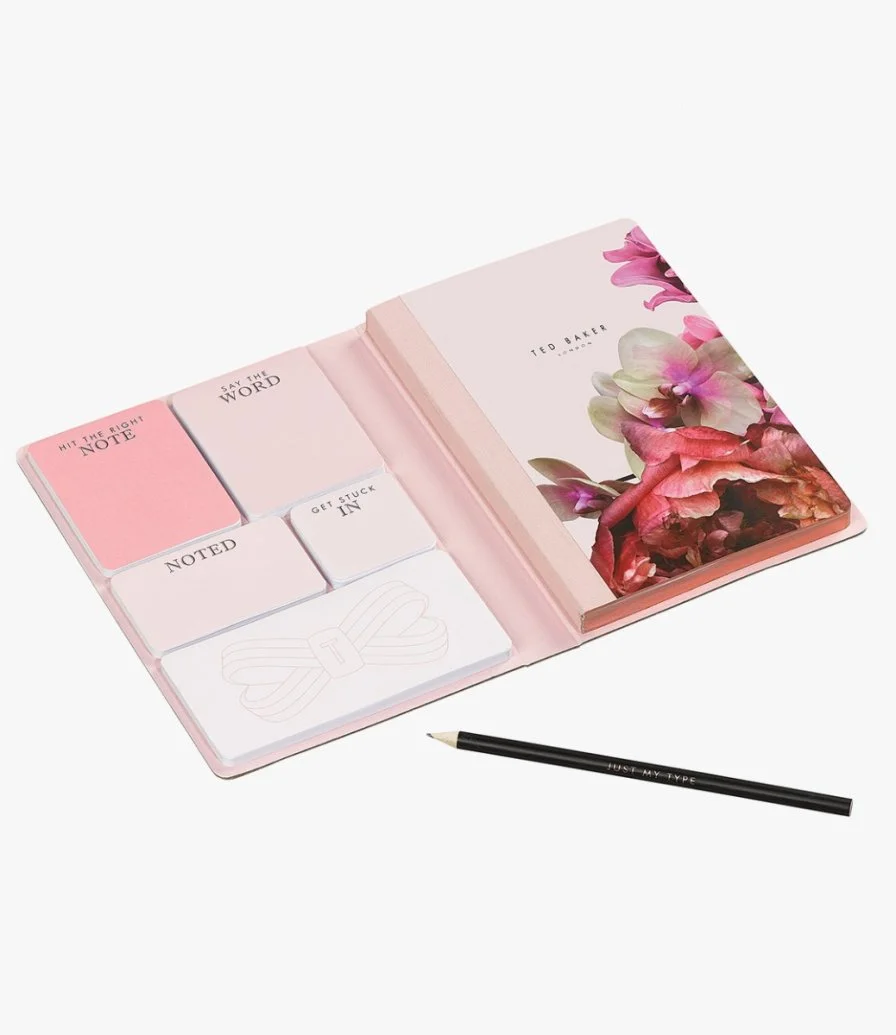 A5 Notebook with Sticky Notes Black Splendour by Ted Baker