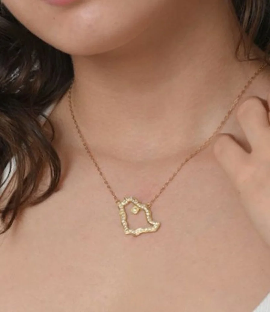 A Gold-Colored Kingdom Map Necklace by Nafees