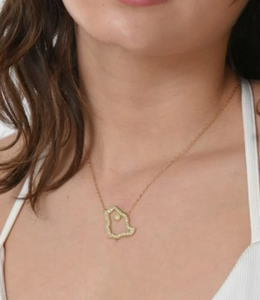 A Gold-Colored Kingdom Map Necklace by Nafees
