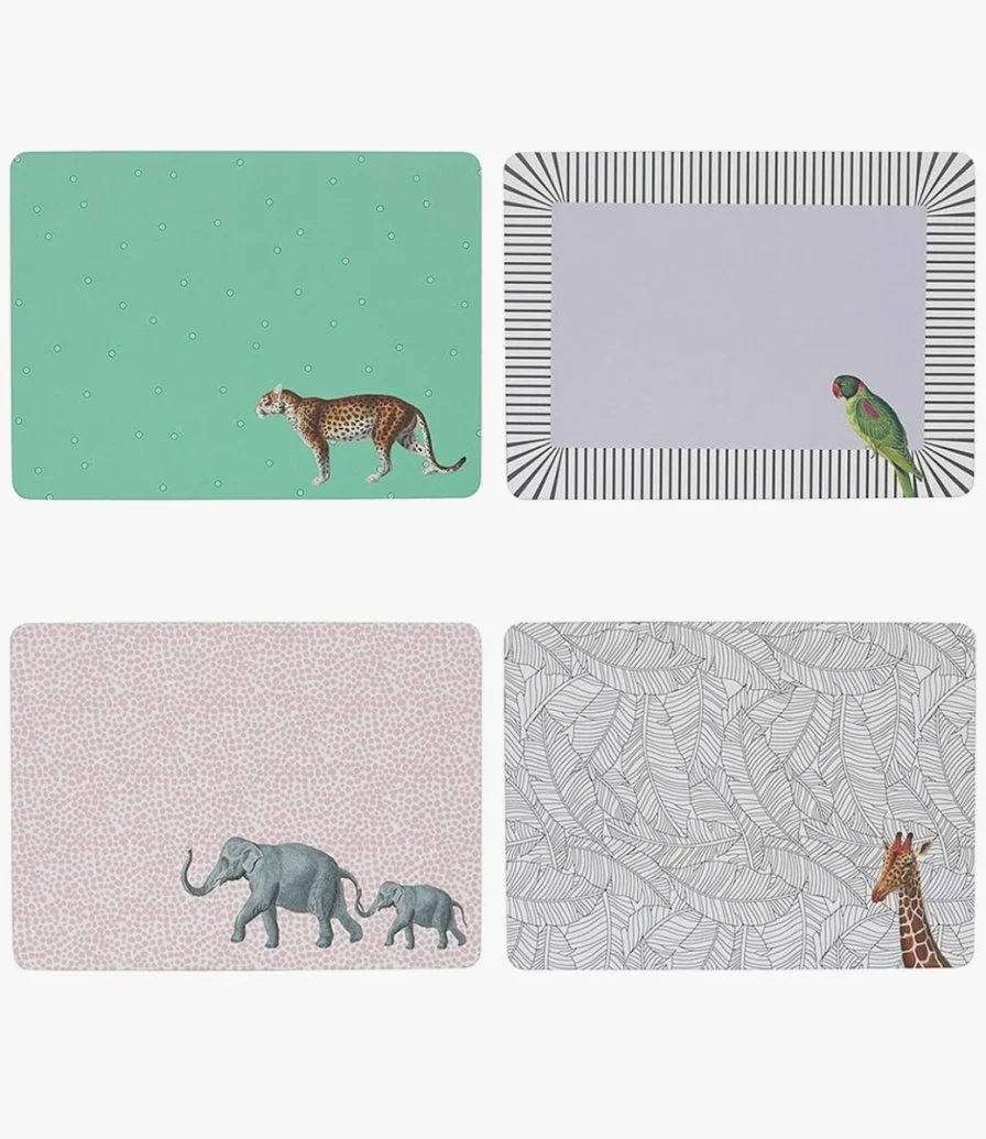 A Set of 4 Placemats Mixed Animals by Yvonne Ellen