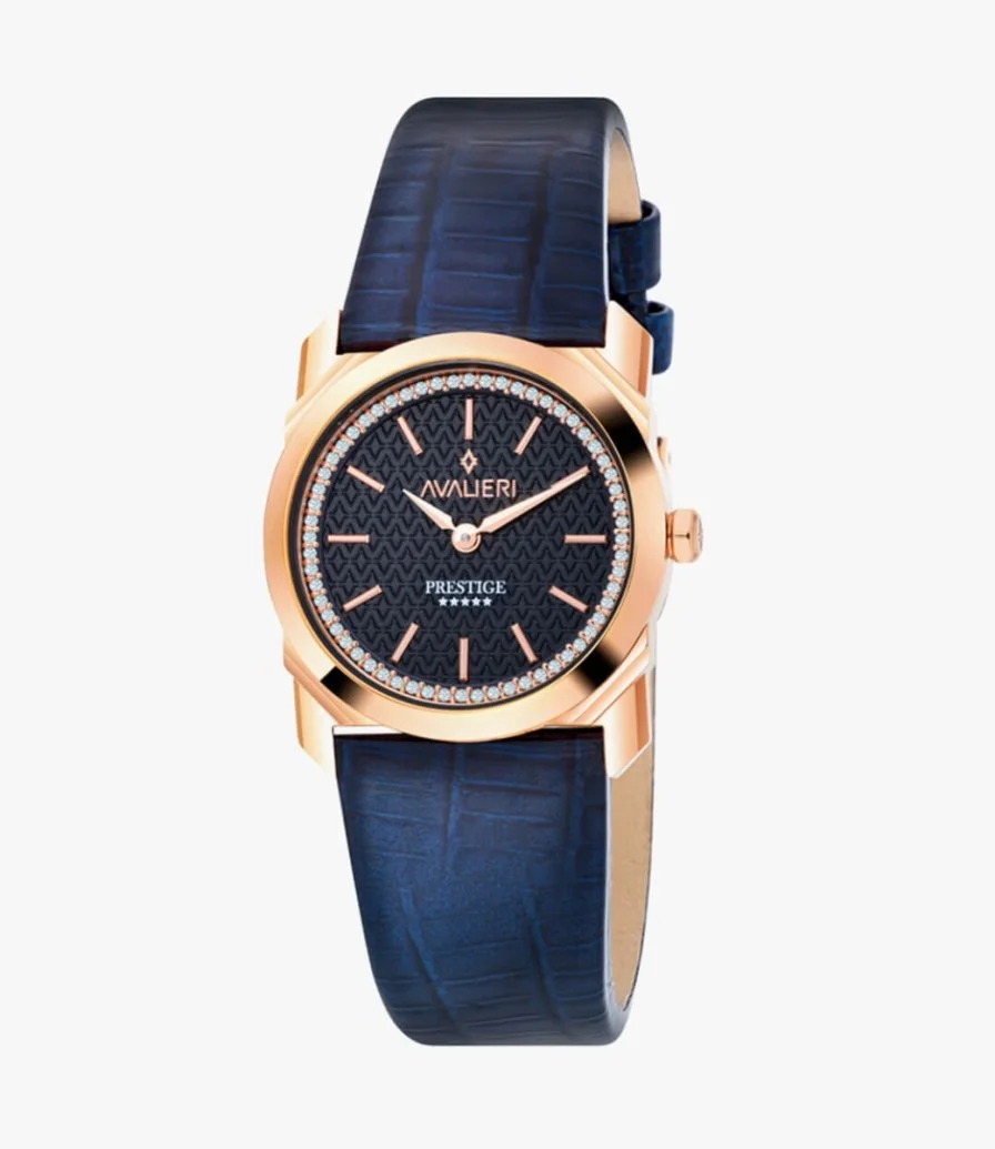 Avalieri Prestige Blue Watch and Necklace Set