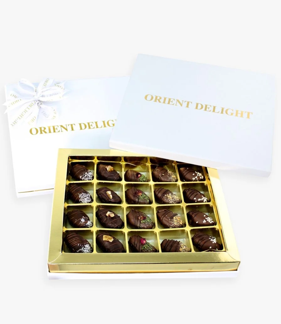 Assorted Chocolate Dates Medium 20 Pcs By Orient Delights