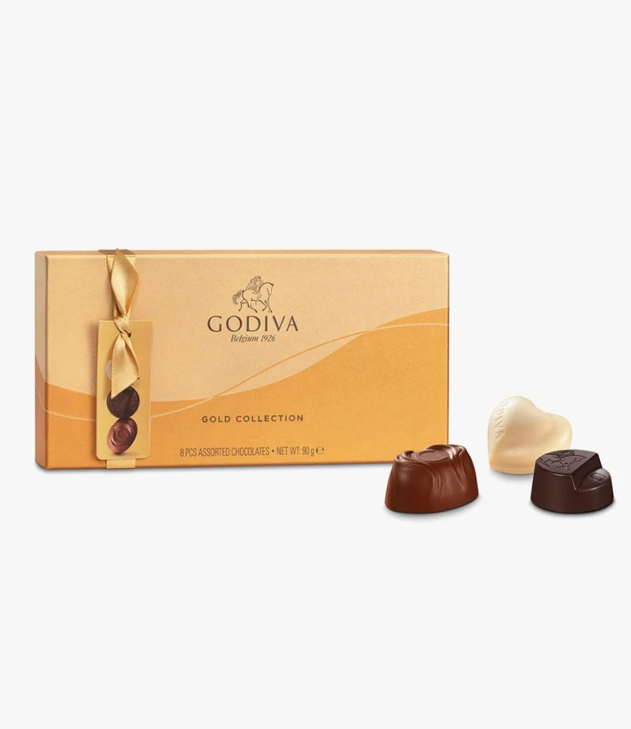 علبة الشوكولاتة الذهبية 8 حبات من جوديفا