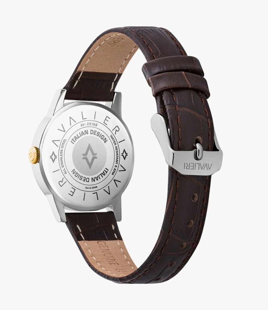 Avalieri Women Brown & Silver Quartz Watch