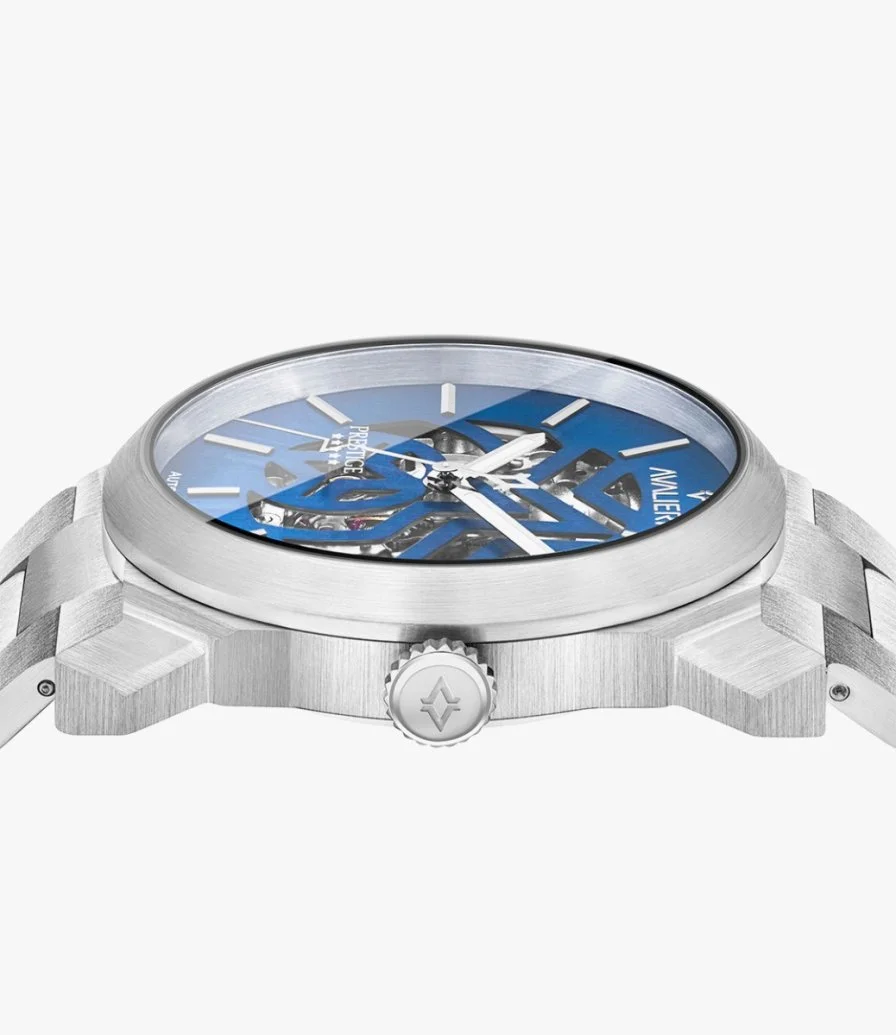 Avalieri Prestige Men's Silver with Blue Dial Quartz Watch