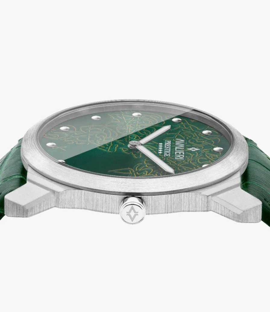 Avalieri Prestige Men's Leather Strap Green Quartz Watch