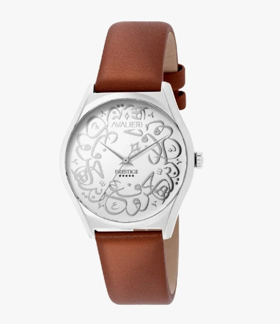 ساعة أفاليري بريستيج كوارتز بيضاء فضية للنساء 