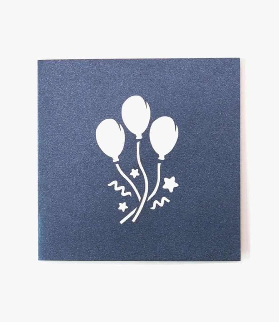 Balloon Box Blue (Metallic) - 3D Pop up Card By Abra Cards