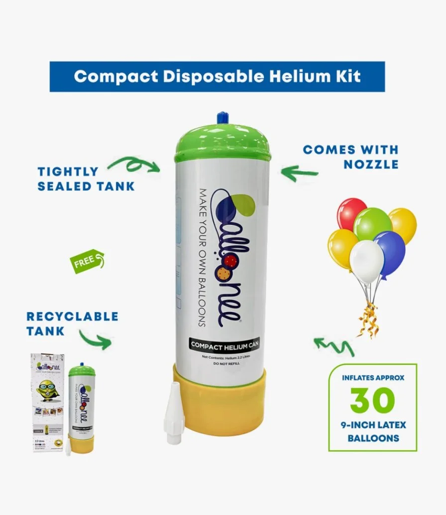 Balloonee Compact Disposable Helium Party Kit - Compact