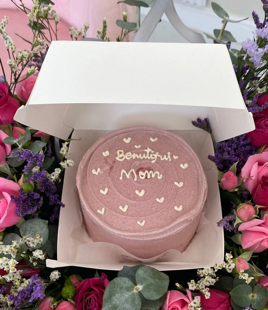 Best Mom Flowers and Cake Bundle by Cake Flake