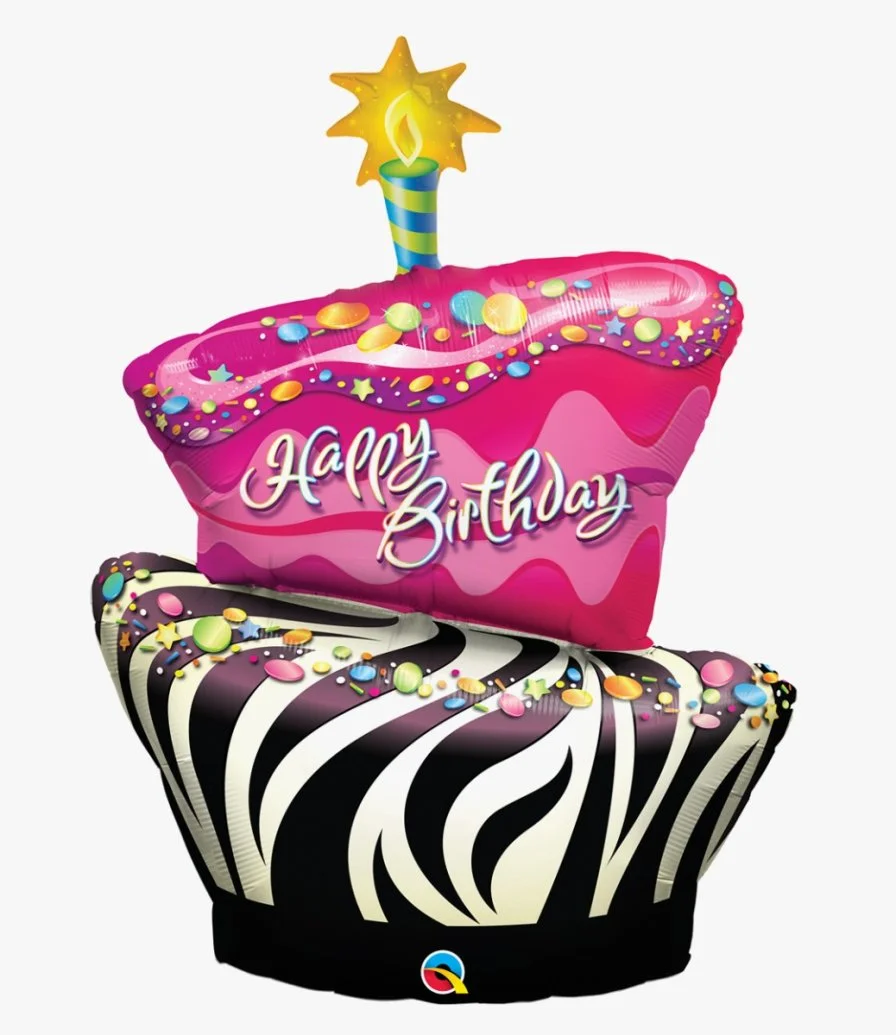 Birthday Funky Zebra Stripe Cake Balloon