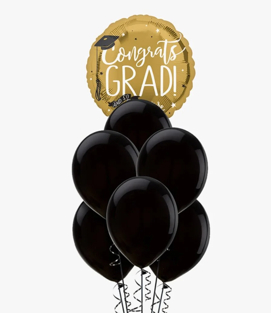 Black and Gold Graduation Balloon Bouquet