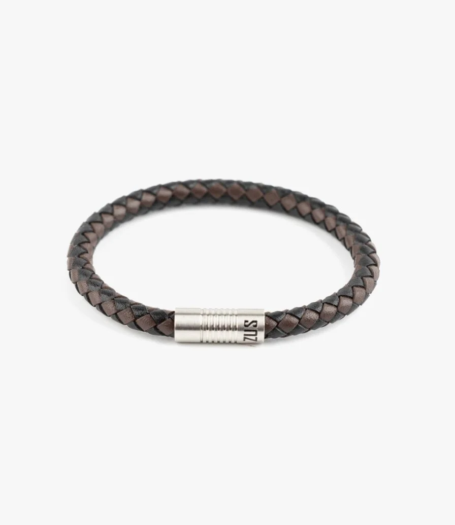 Black & Brown 6mm Leather Bracelet by ZUS 