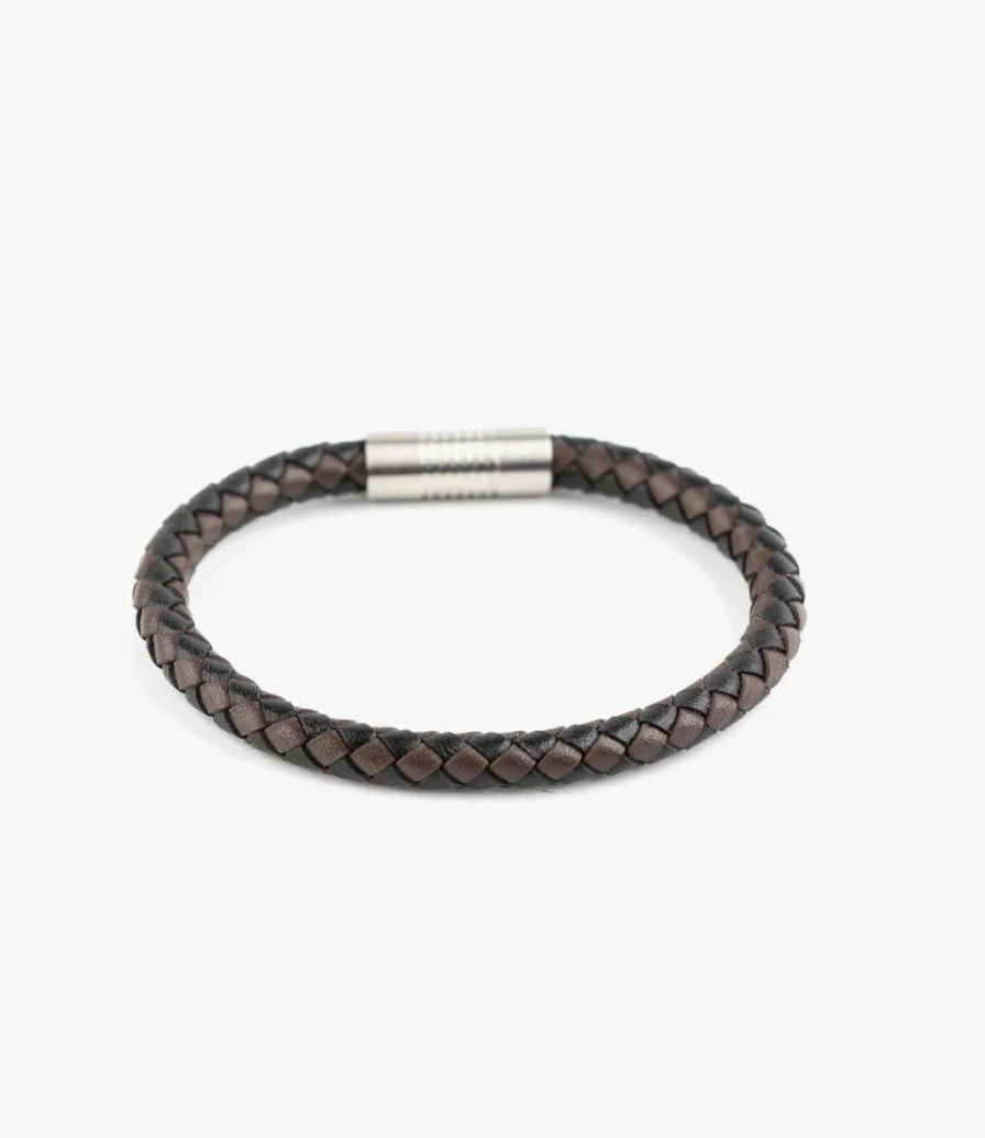 Black & Brown 6mm Leather Bracelet by ZUS 