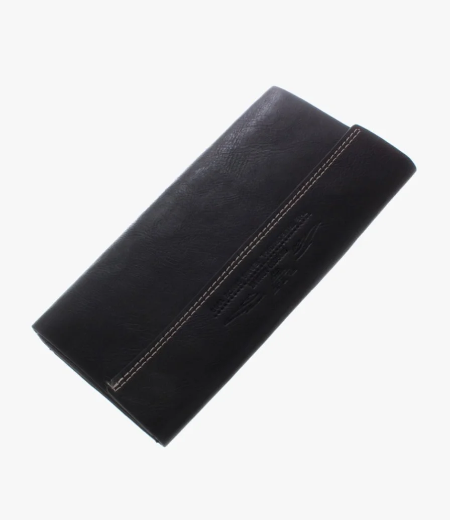 Black Leather Passport Wallet