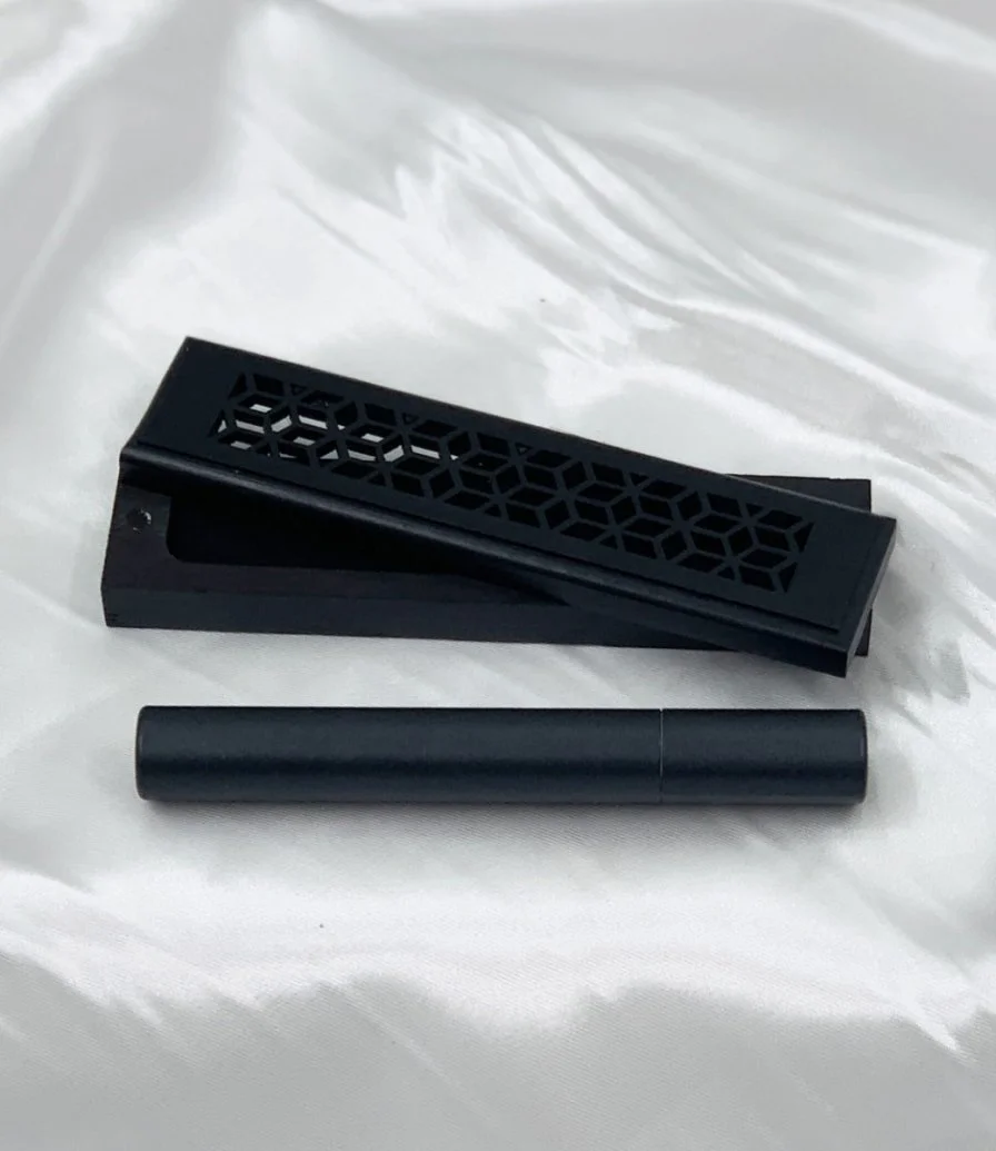 Black Wooden Incense Burner with Cambodian Oud Sticks Gift Box by Chocolatier