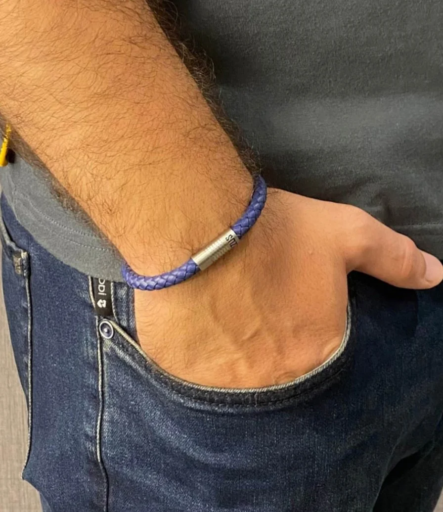 Blue 6mm Leather Bracelet by ZUS 