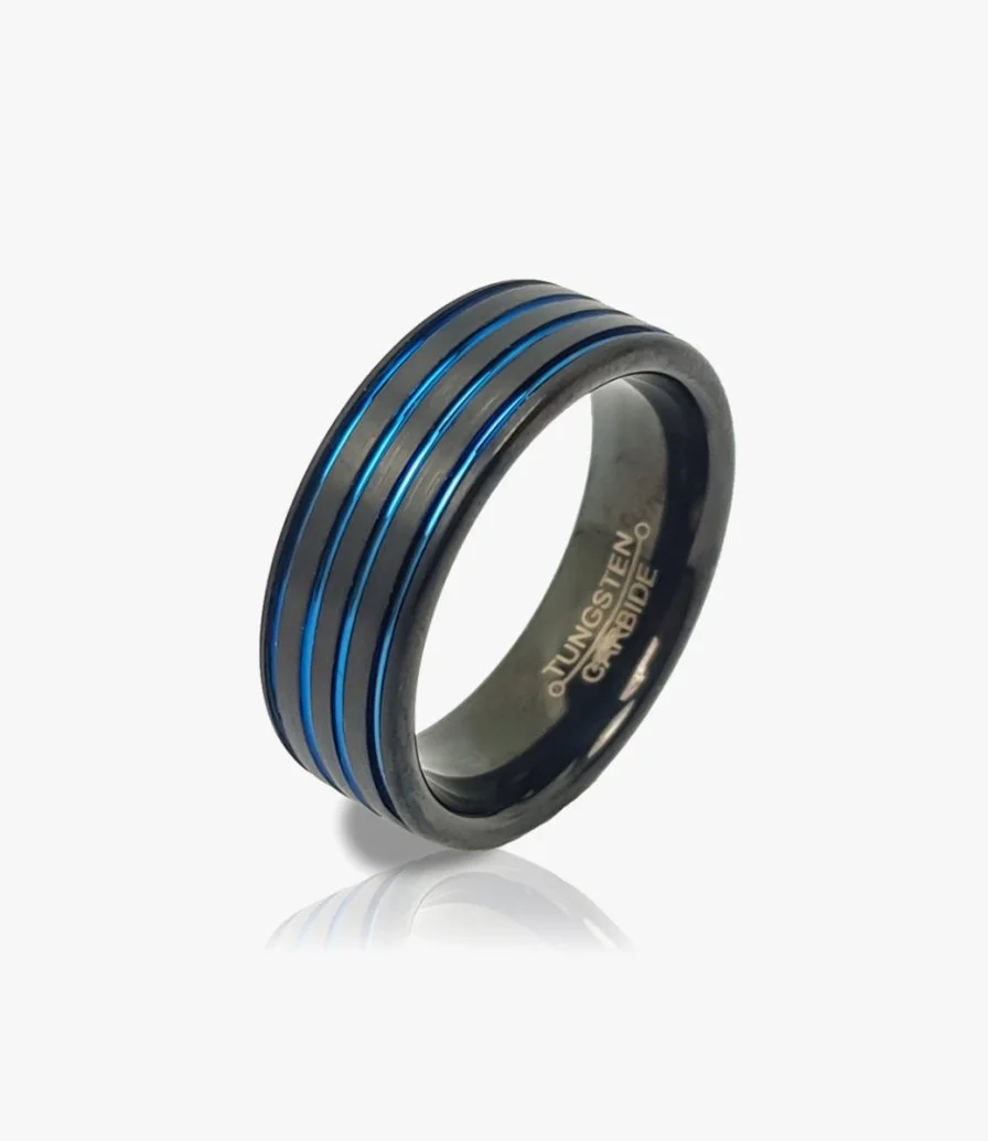Blue and black Tungsten Ring by Mecal 