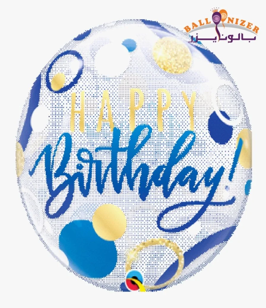 Blue birthday bubbles balloon