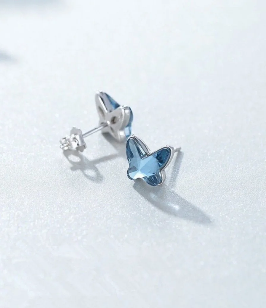 Blue Butterfly Earrings by La Flor