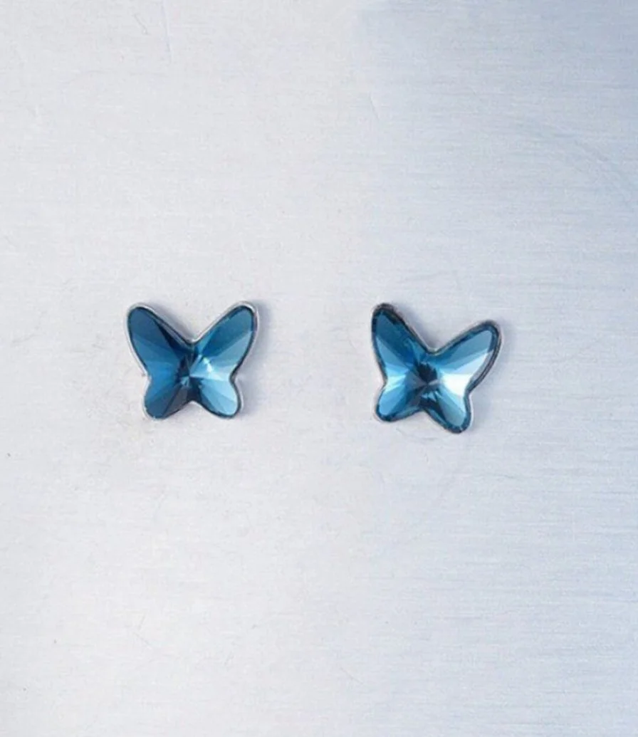 Blue Butterfly Earrings by La Flor