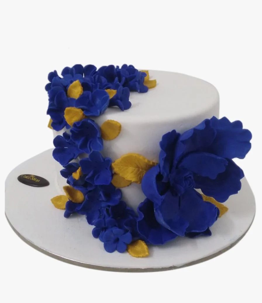 كيك شكل زهور زرقاء ثلاثي الأبعاد