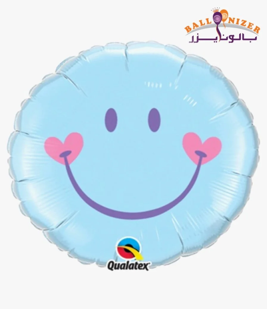 Blue happy face balloon