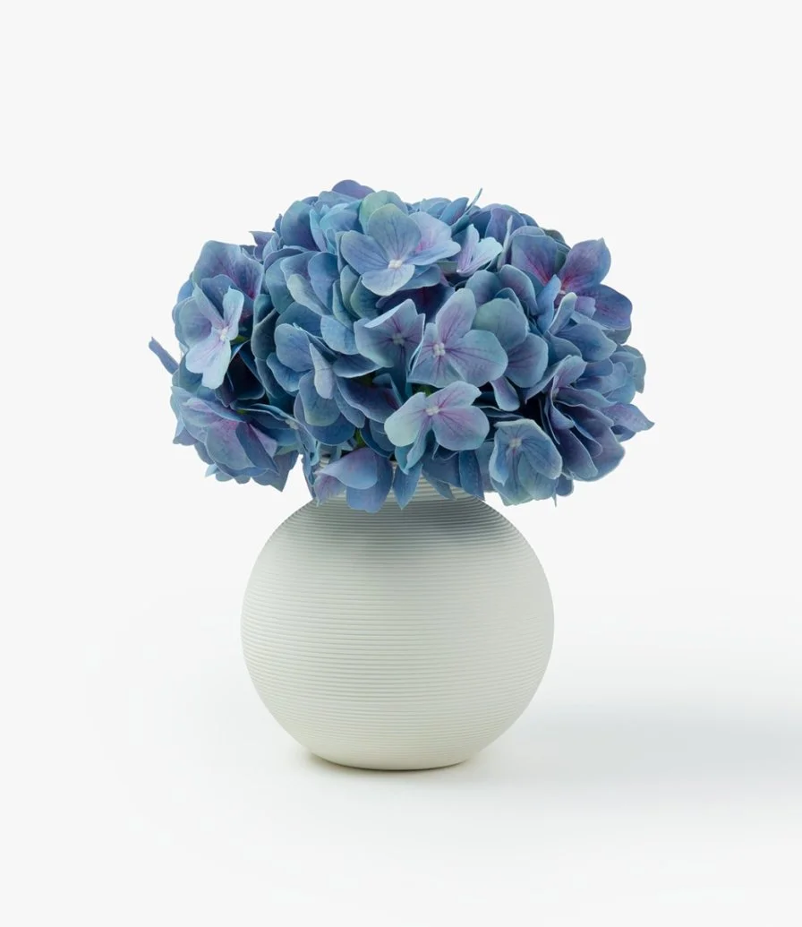 Blue Hydrangeas Artificial Flower Arrangement in Ceramic Vase
