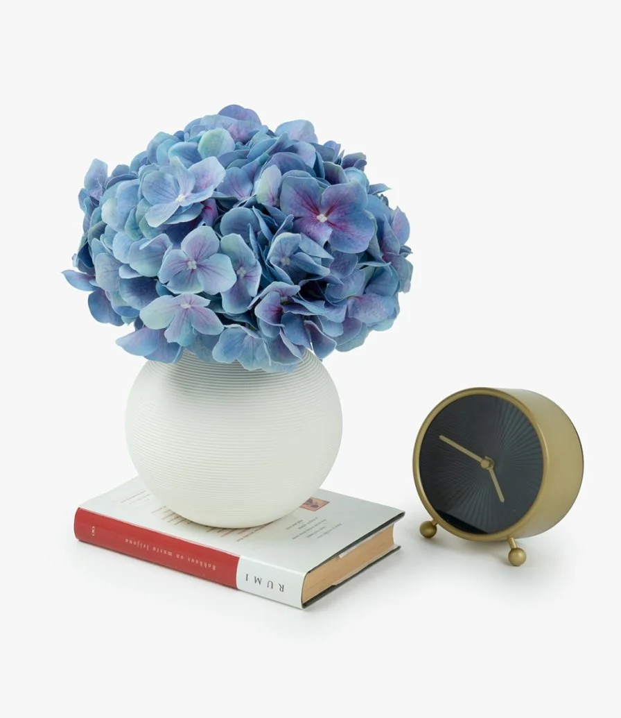 Blue Hydrangeas Artificial Flower Arrangement in Ceramic Vase