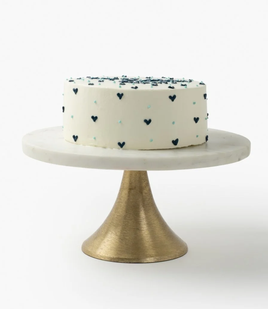 Blue & White Hearts Cake by Cake Social