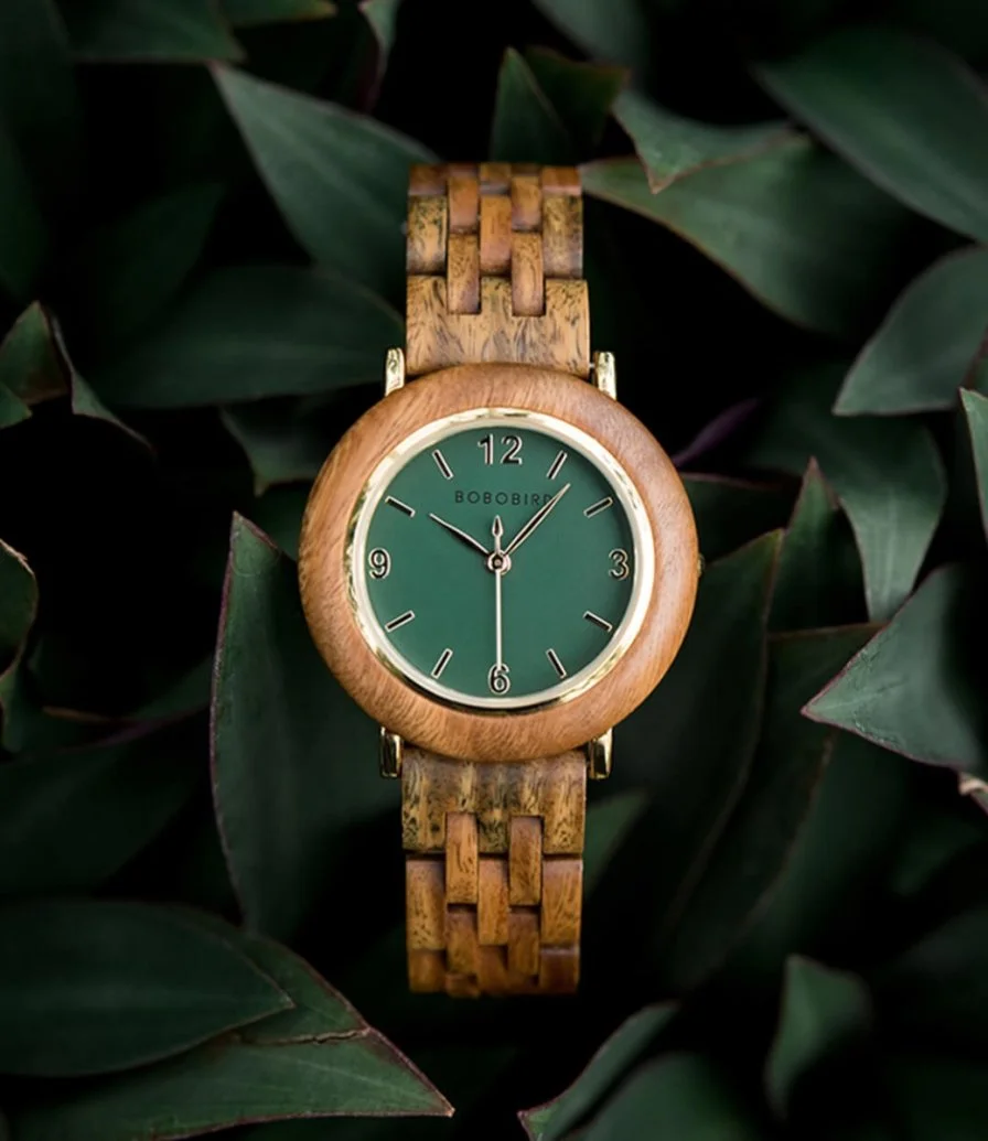 ساعة بوبو بيرد الخشبية -اخضر