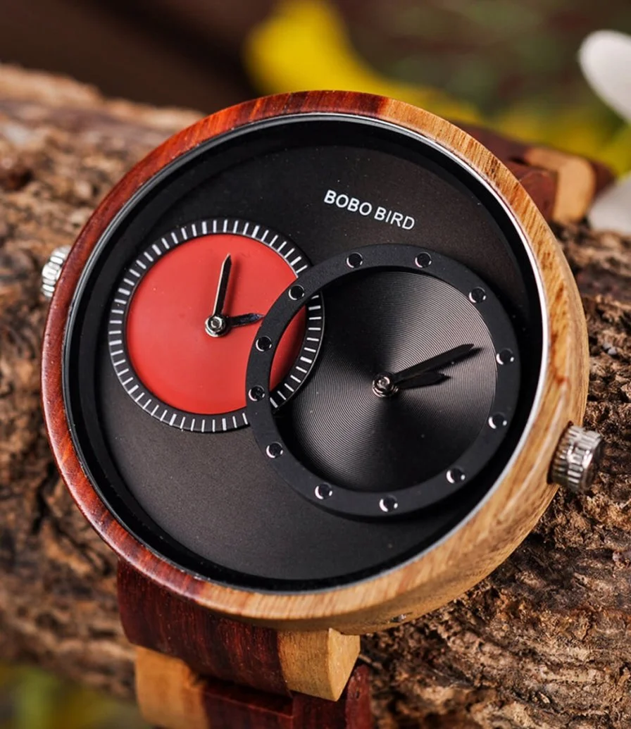 ساعة بوبو بيرد الخشبية - بني فاتح