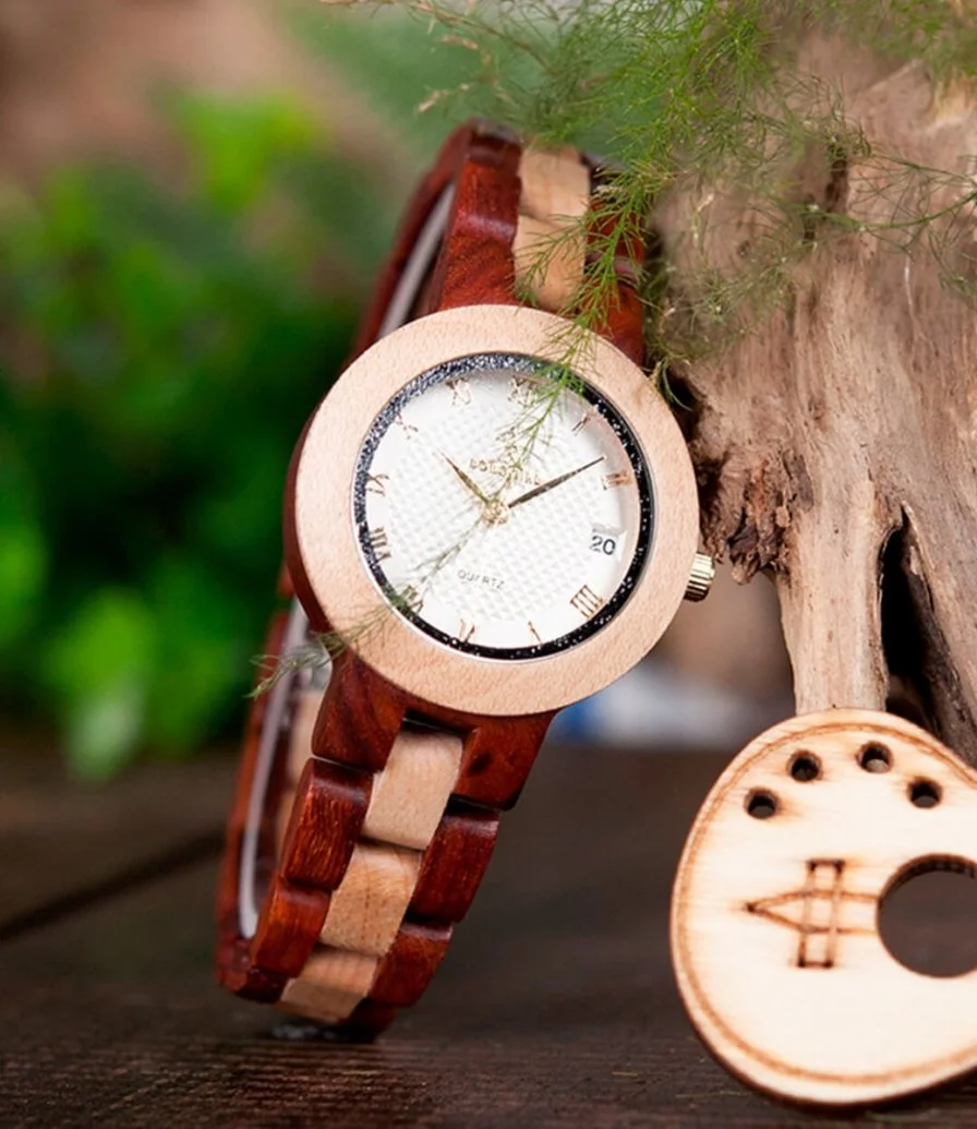 Bobo Bird Wooden Watch - Red and Beige