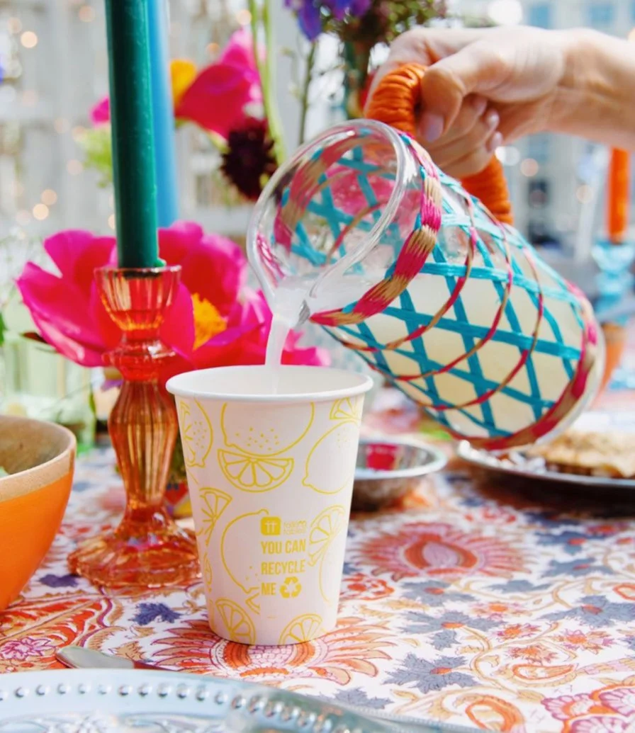 Boho Lemon Paper Cups 8pc Pack by Talking Tables 2